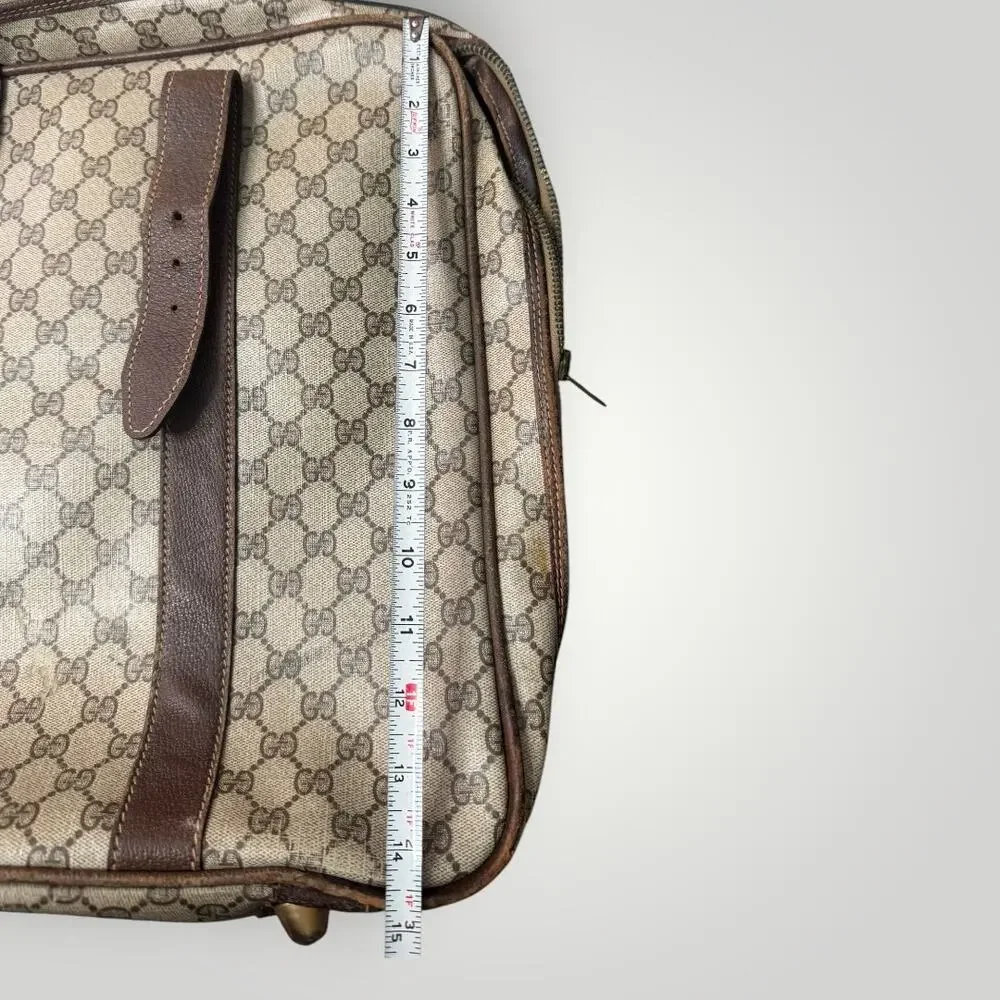 Vintage Gucci GG Monogram Vinyl Coated Canvas Travel Suitcase 70's AS IS